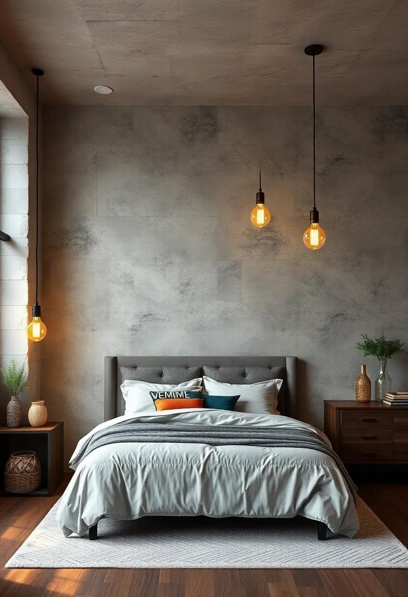 Edison Bulb Pendant Lights - Illuminate your bedroom with Edison bulb pendant lights that create a warm glow, enhancing the industrial aesthetic