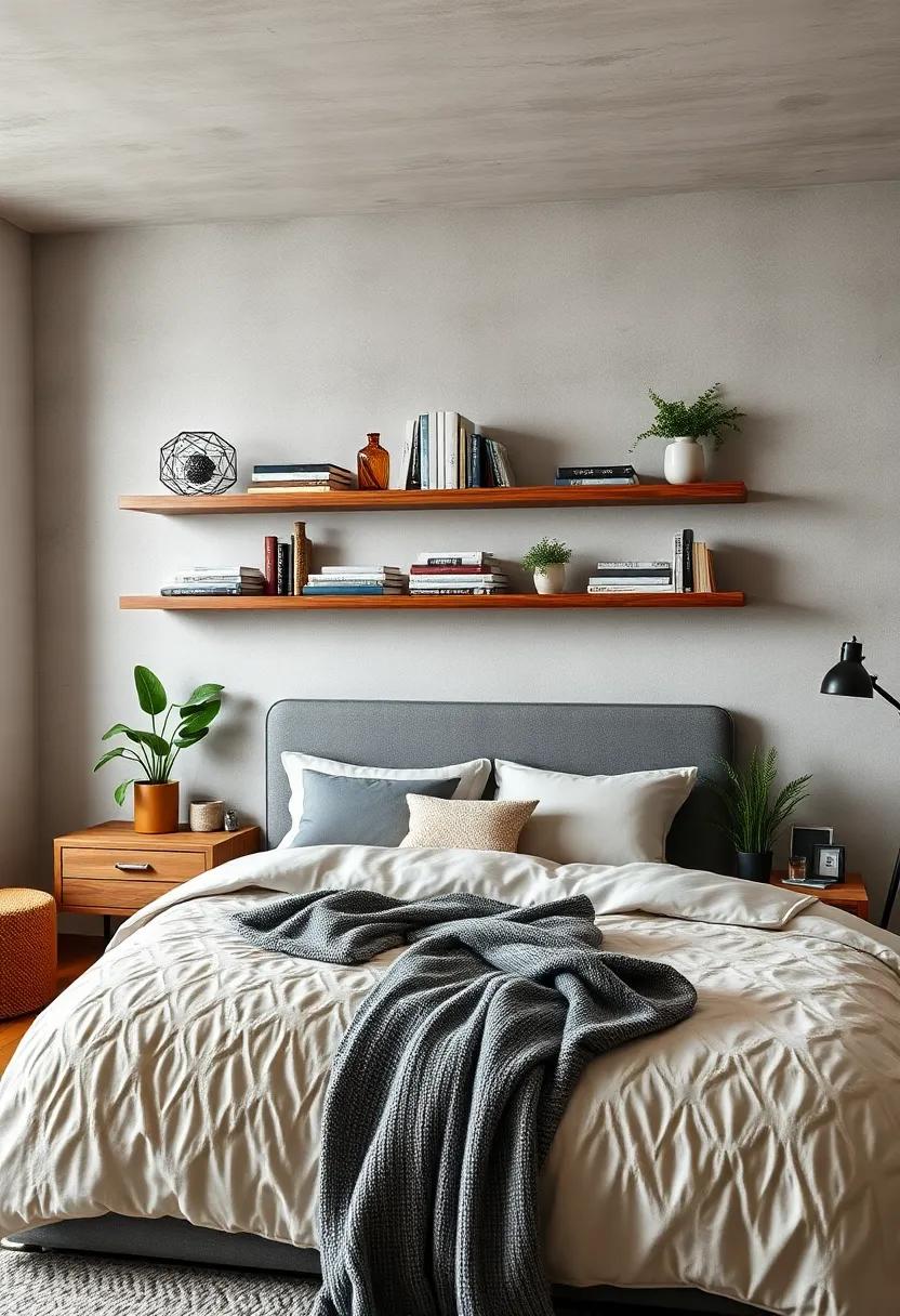 Floating Wood Shelves - Install floating wood shelves to display books and decor, blending practicality with an elegant industrial touch