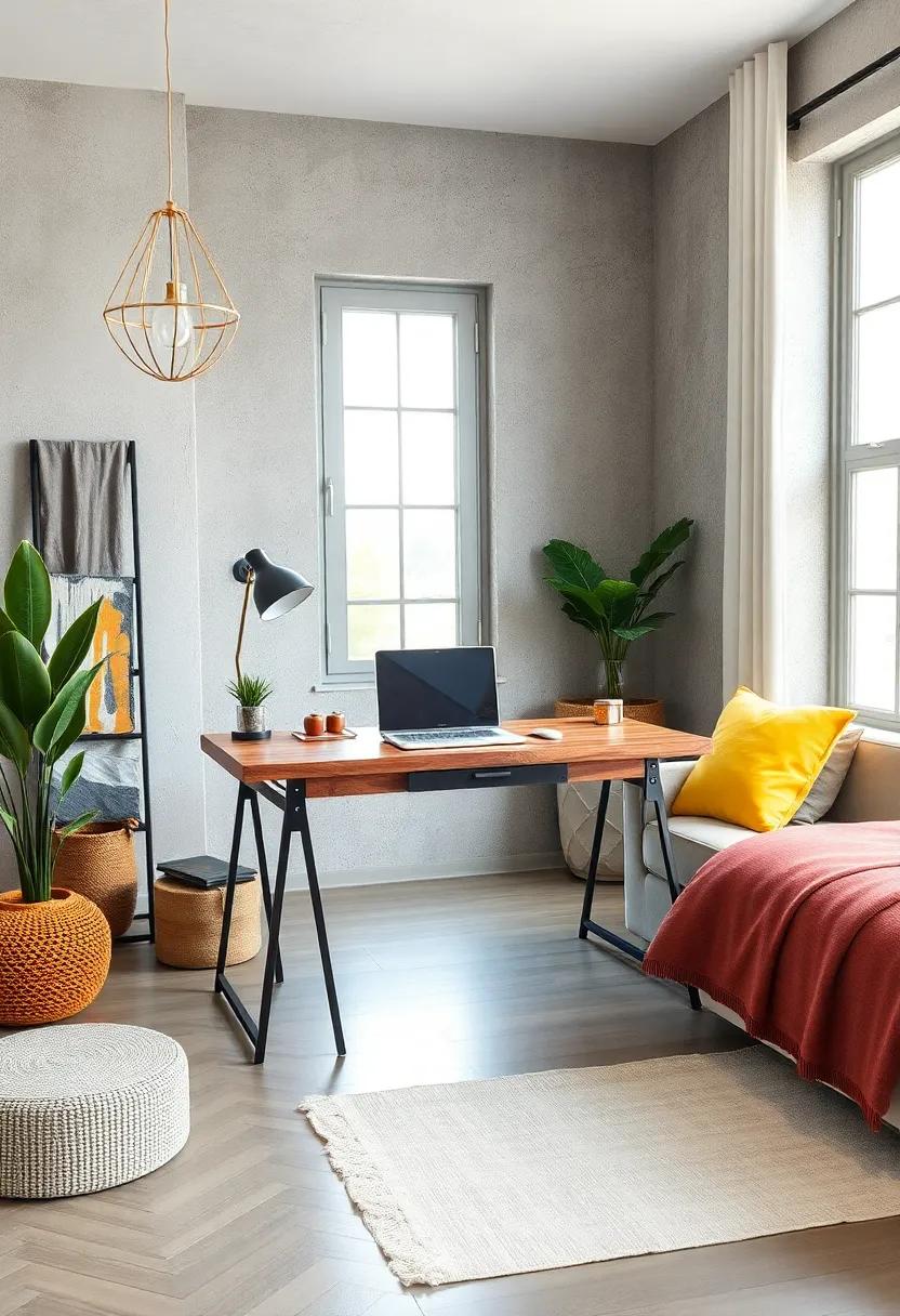 Industrial Desk - Create a multi-functional space with an industrial-style desk featuring a reclaimed wood top and metal legs, perfect for work or studying