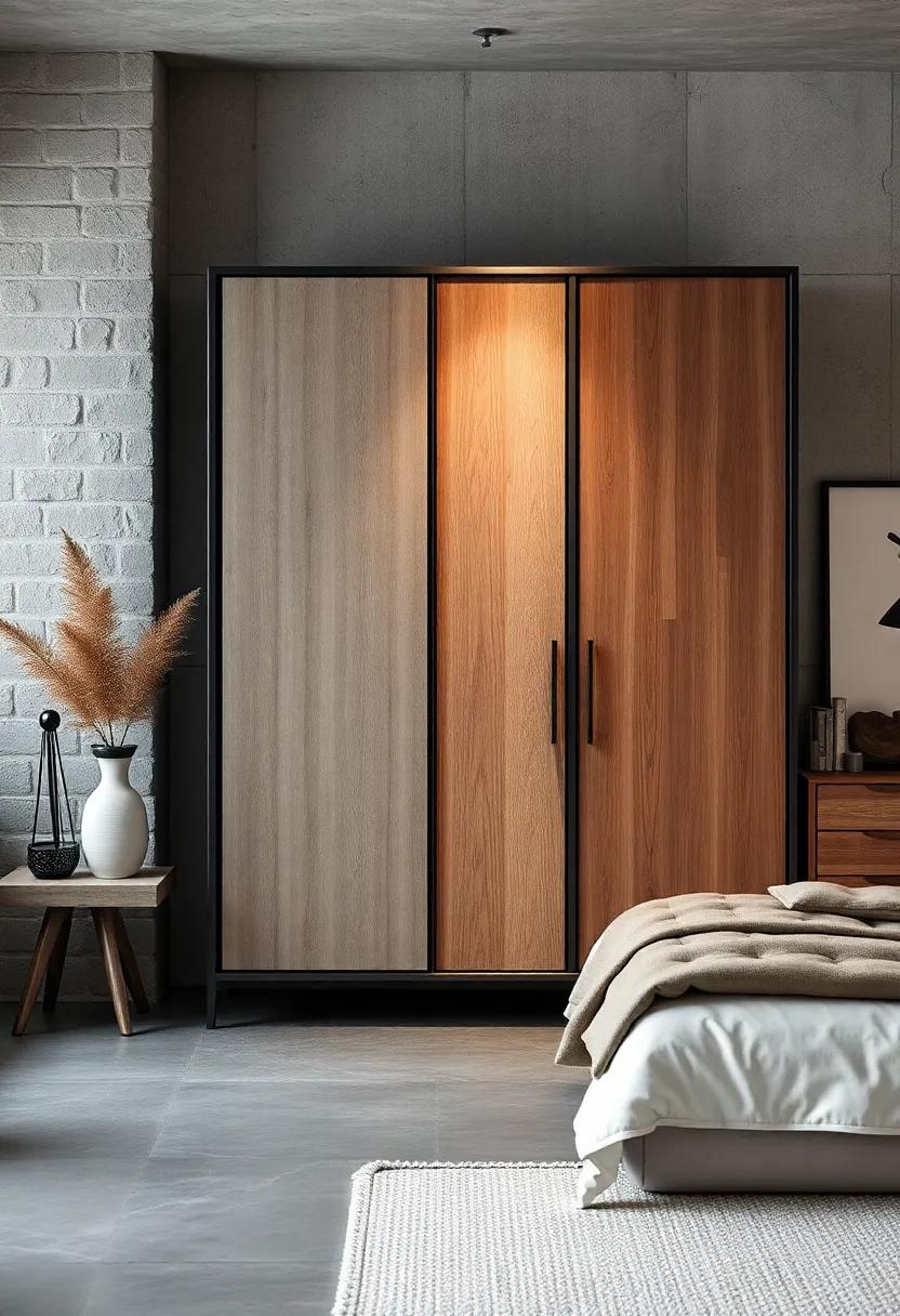 Mixed Materials Wardrobe - Choose a wardrobe with a blend of metal and wood, merging functionality with unique style to elevate your storage solutions