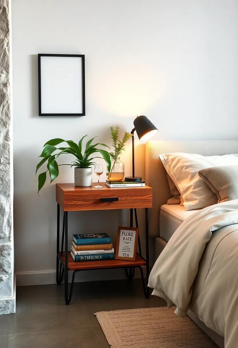 Wooden Nightstand with Metal Legs - Choose a nightstand that features a wooden top and metal legs for a stylish contrast that's perfect for holding your nighttime essentials