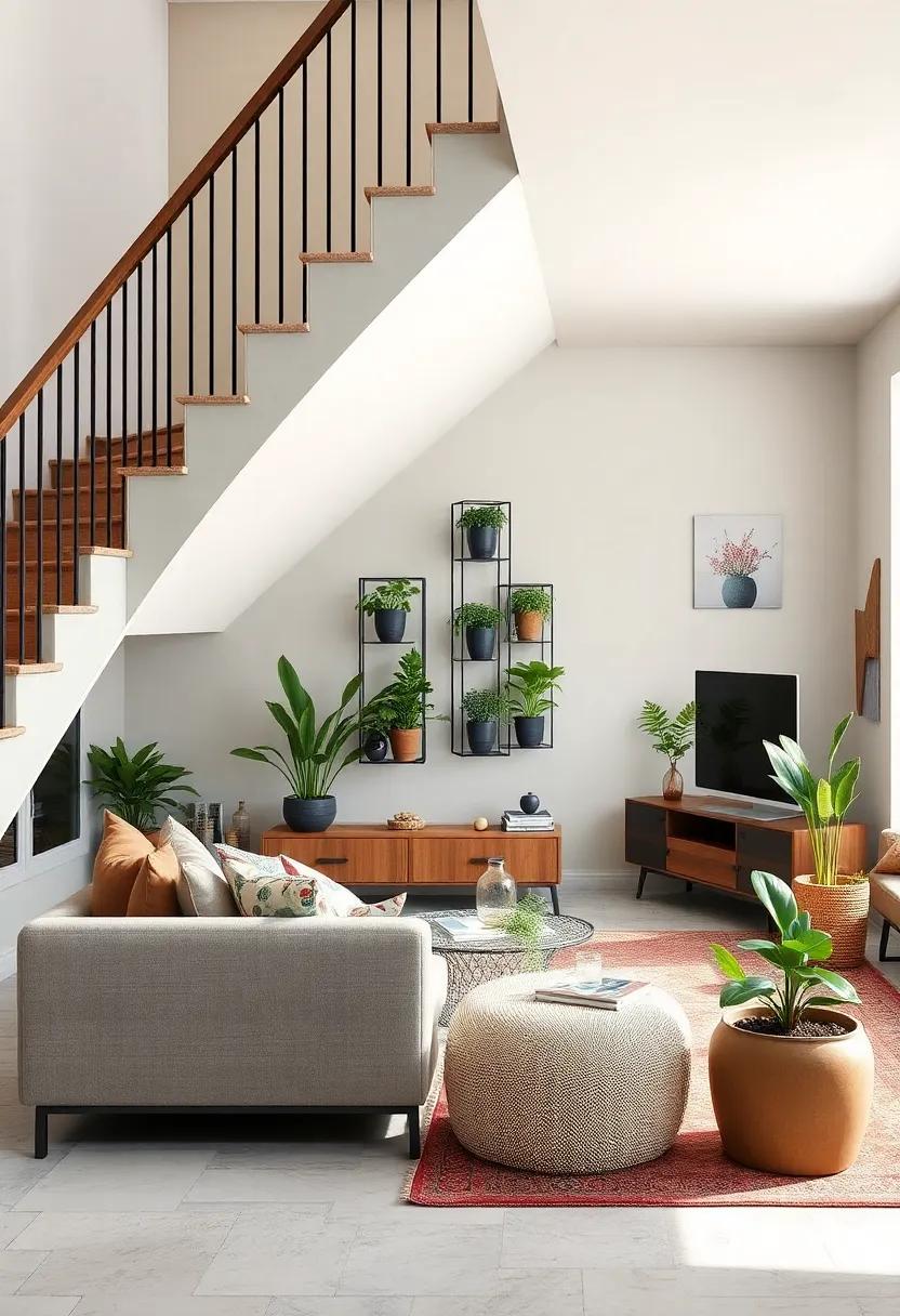 add‌ a whimsical touch with a mini indoor garden, using vertical⁣ planters to ⁤bring life and color to the under-stairs area