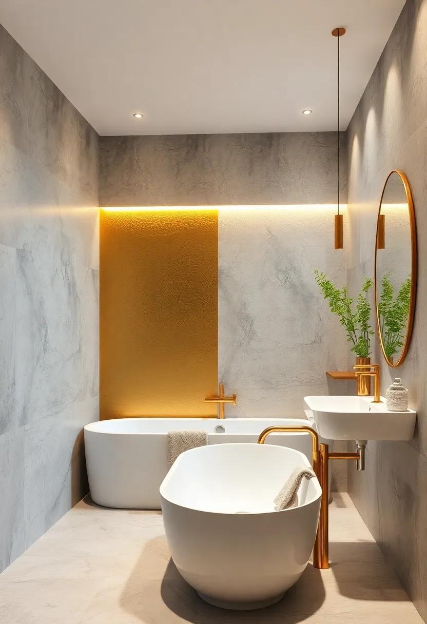 Accent Walls: Create a⁤ feature ‌wall using gold‌ tiles or metallic⁢ paint ⁢to draw the ⁢eye and set a lavish tone