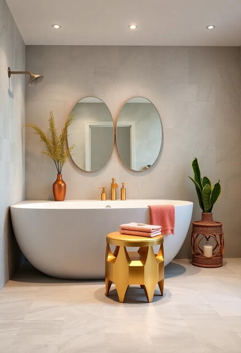 Accent Stools:⁣ Add a ‌decorative gold stool beside your vanity or tub as a functional yet stylish ​accent piece