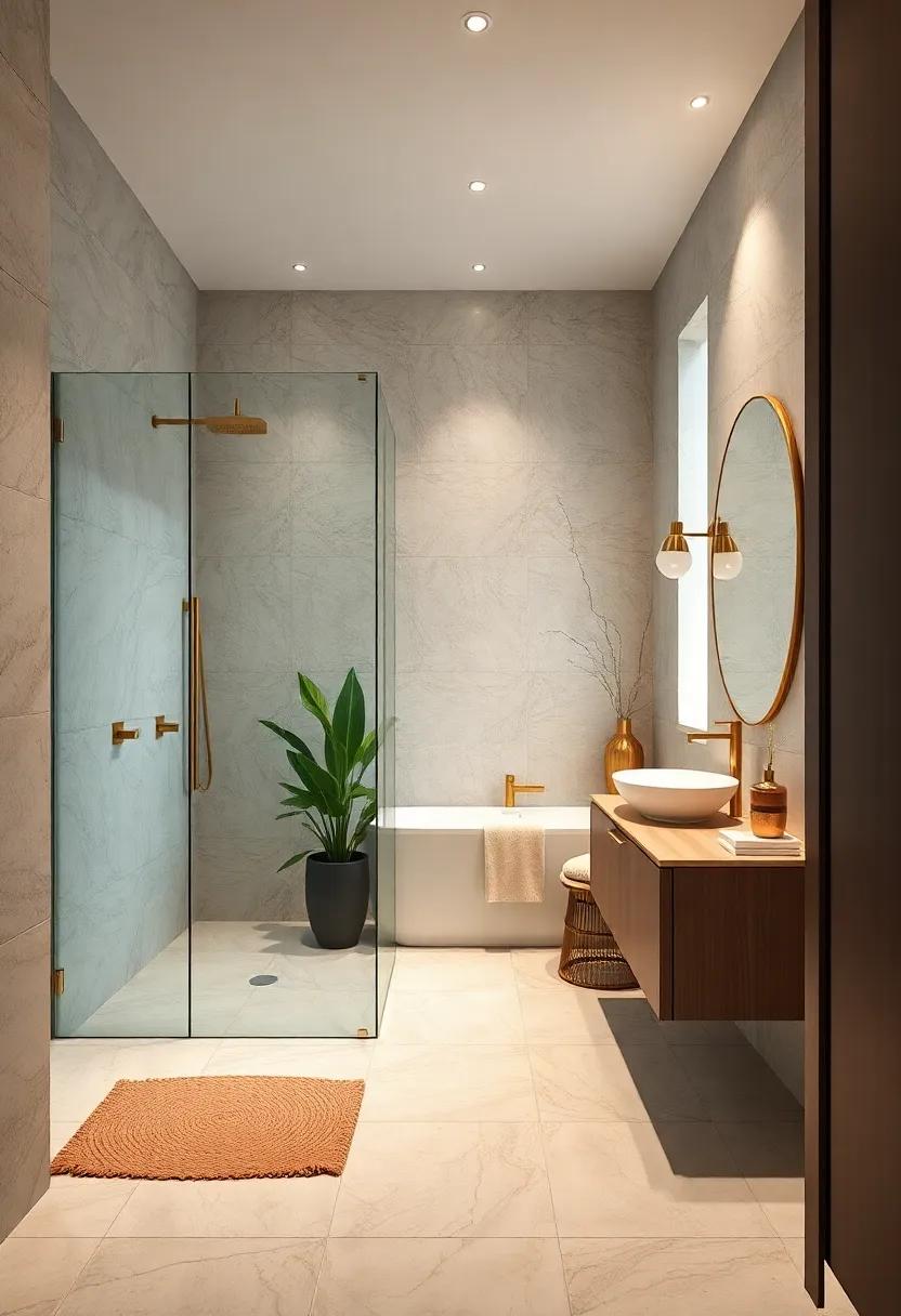 Custom‌ Shower Doors: Install ⁣shower doors‌ with gold ‍frames for ‍a sophisticated touch that complements⁣ other golden elements