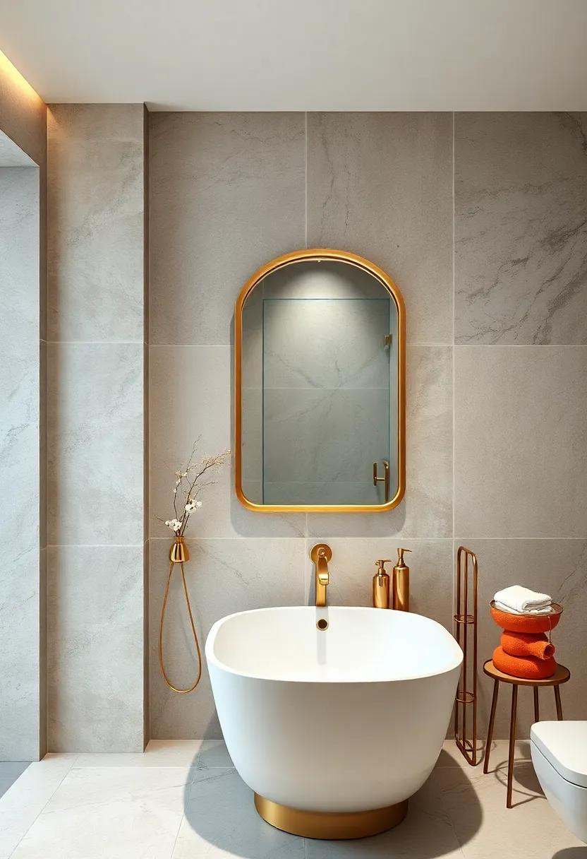 Elegant Mirrors: Frame a⁤ statement mirror in gold to‌ create a focal‌ point that elevates⁢ the entire bathroom