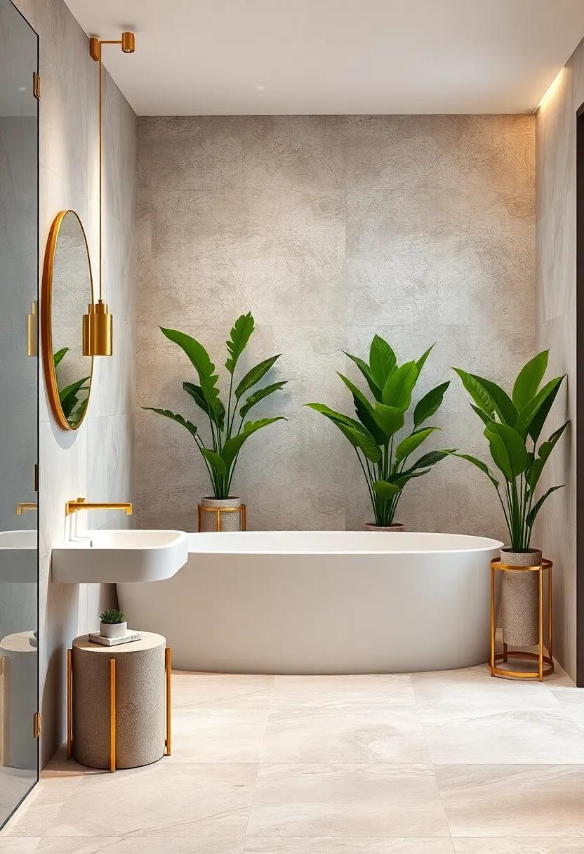 Gold Accented Plants: Incorporate planters or stands ⁣in gold to bring‍ life ‍into‌ your ⁢bathroom while ⁢complementing ‌the ⁢décor