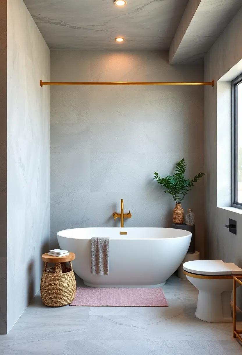 Posh Shower ​Curtain⁢ Rod: use⁣ a gold shower‍ curtain⁣ rod⁤ to⁤ frame your‍ shower in style and sophistication