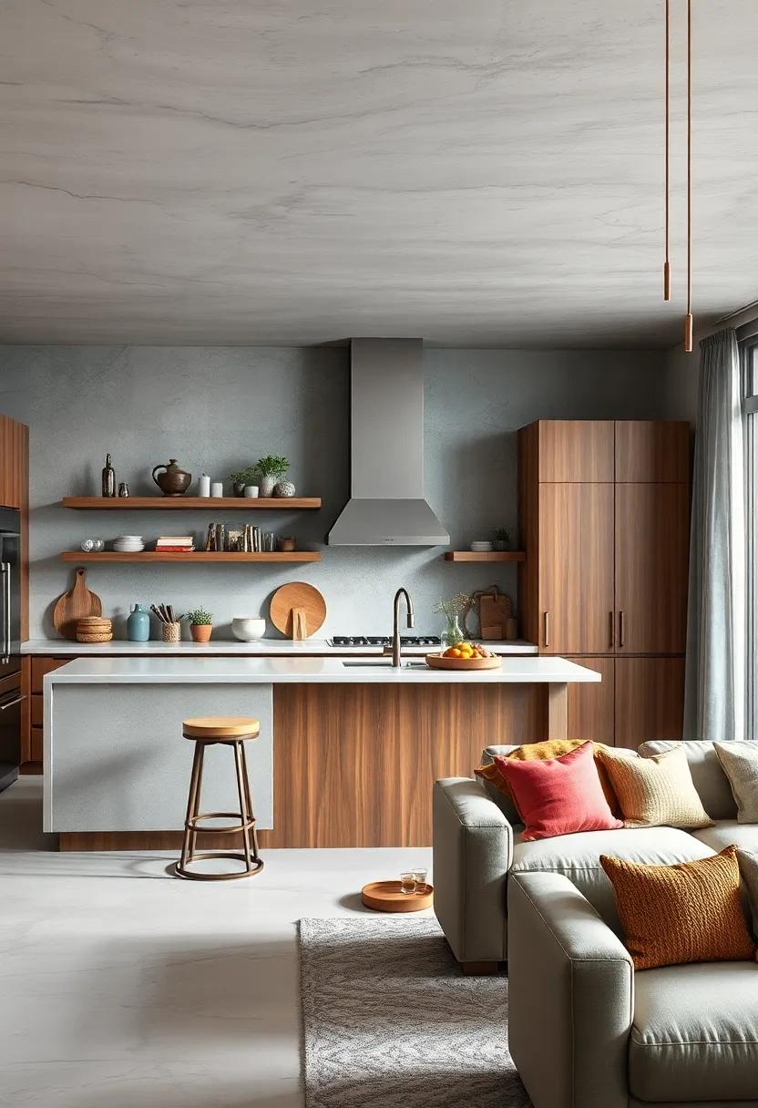 Blend Concrete and Wood for Warmth‍ and Contrast