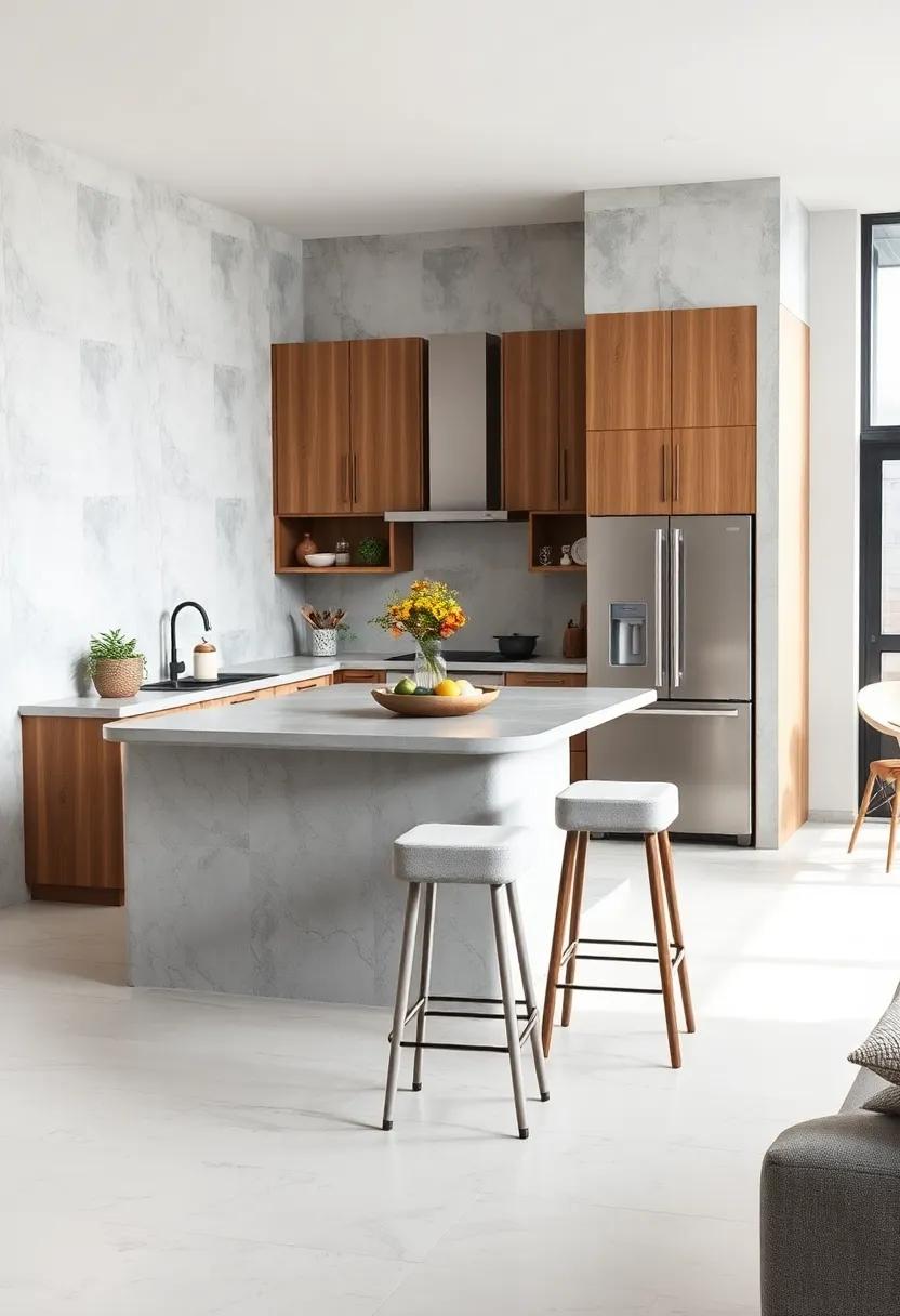 Implement Concrete Bar ⁣Stools for ‍a Modern touch