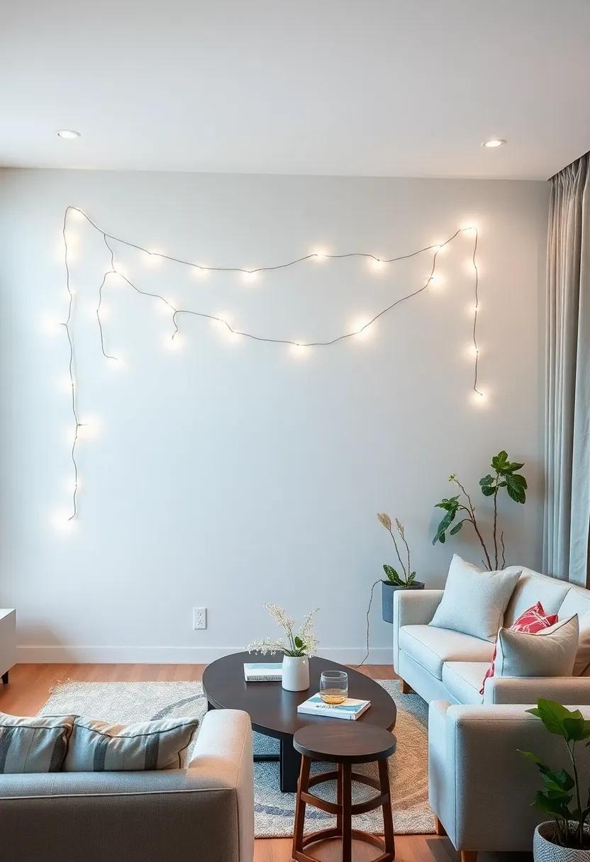 Hang String Lights: Drape fairy lights or string lights across the wall for a whimsical touch that adds warmth and twinkling charm