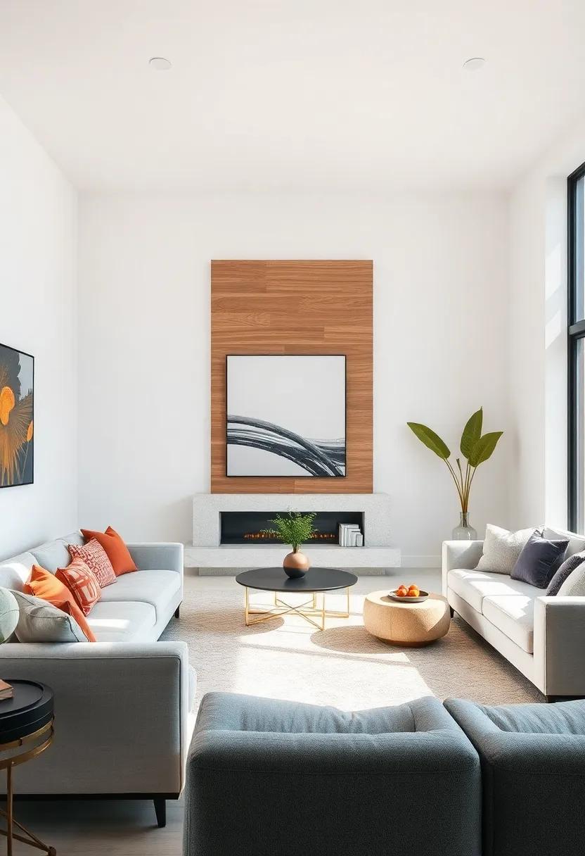 Create an Open Space with Furniture Placement: arrange your furniture to promote conversation while making the white wall a backdrop for your social gatherings