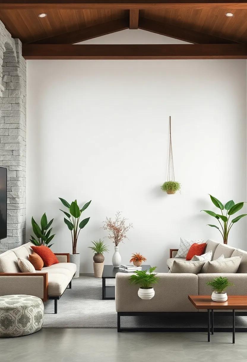Embrace Botanical Elements: Hang or place indoor plants nearby to soften the starkness of the white wall and introduce a refreshing burst of color