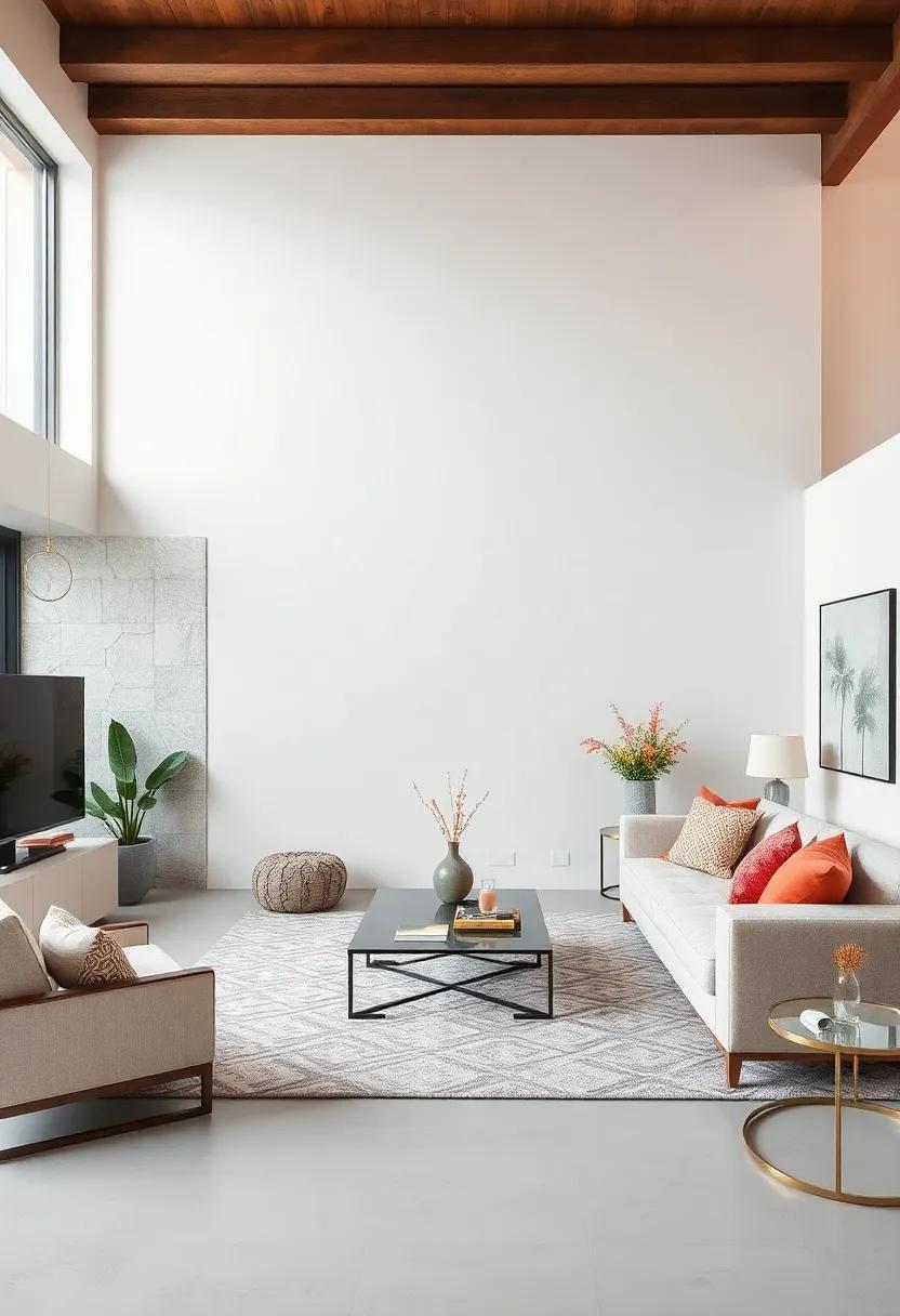 Play with Wallpaper Accents: Consider peel-and-stick wallpaper in a bold pattern on just part of the accent wall to add intrigue without overwhelming the space