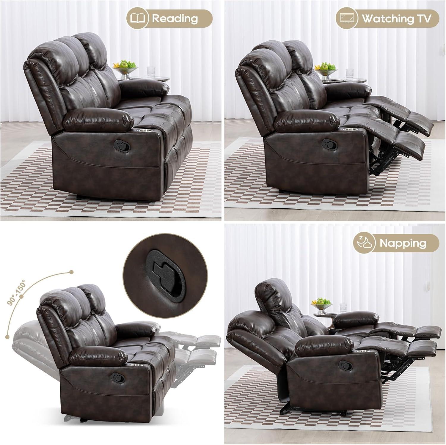 Manual Reclining Sofa with Heat & Massage: Our Comfort Take