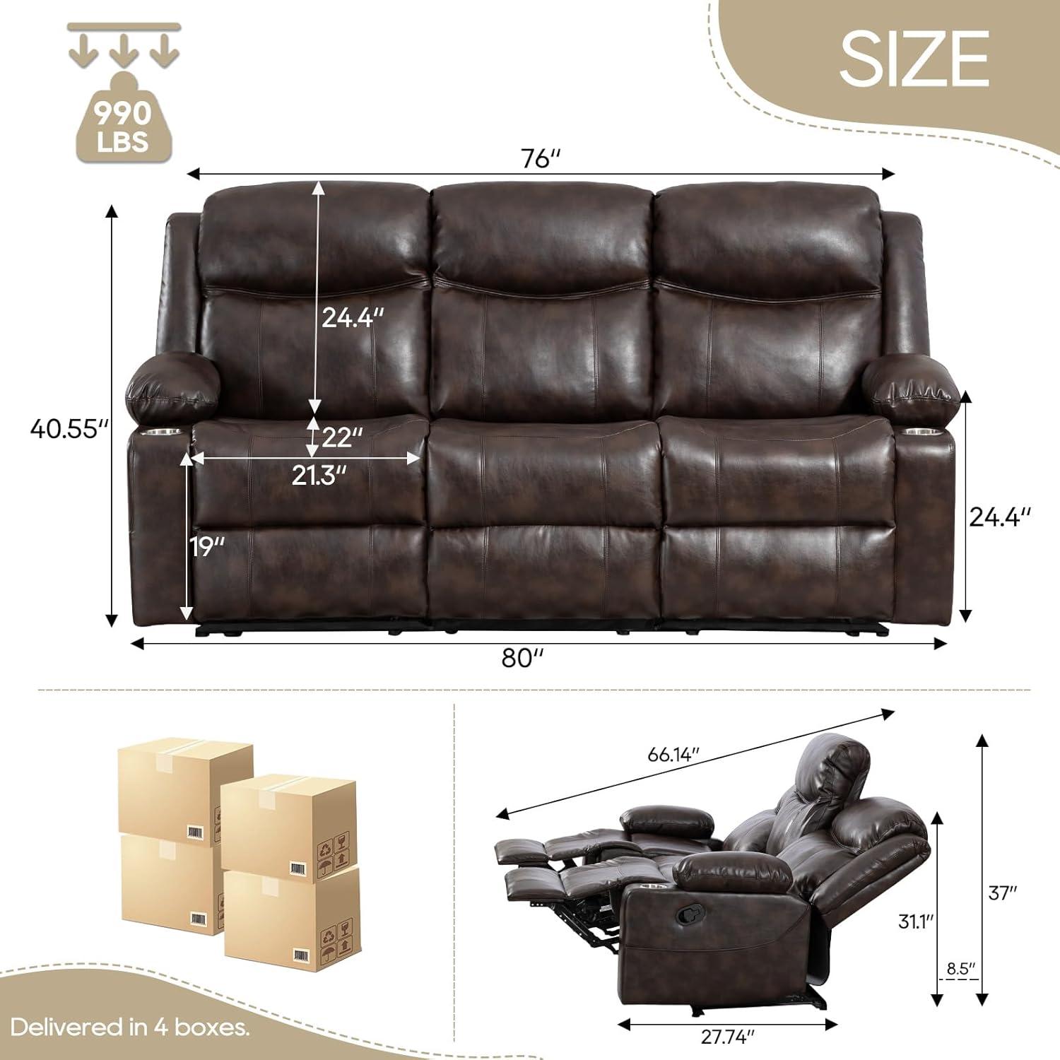 Manual Reclining Sofa with Heat & Massage: Our Comfort Take