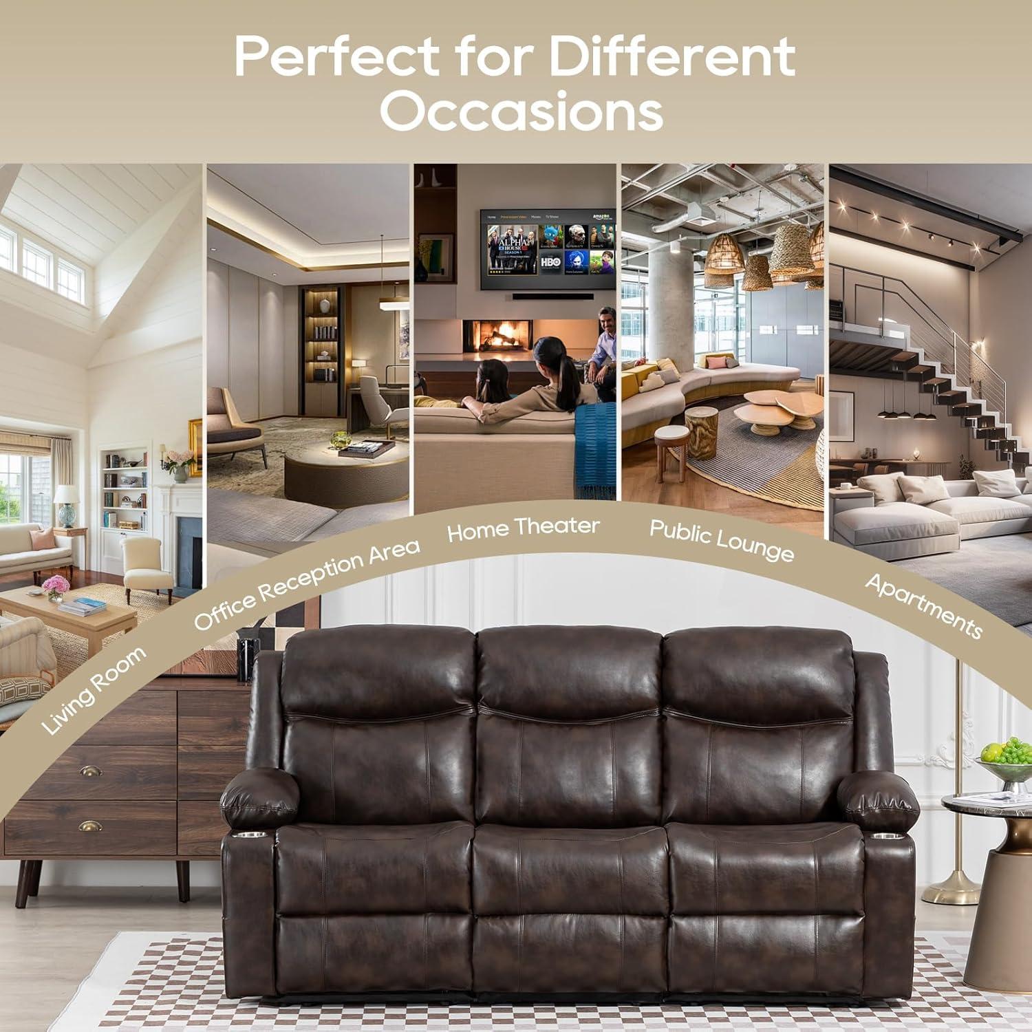 Manual Reclining Sofa with Heat & Massage: Our Comfort Take