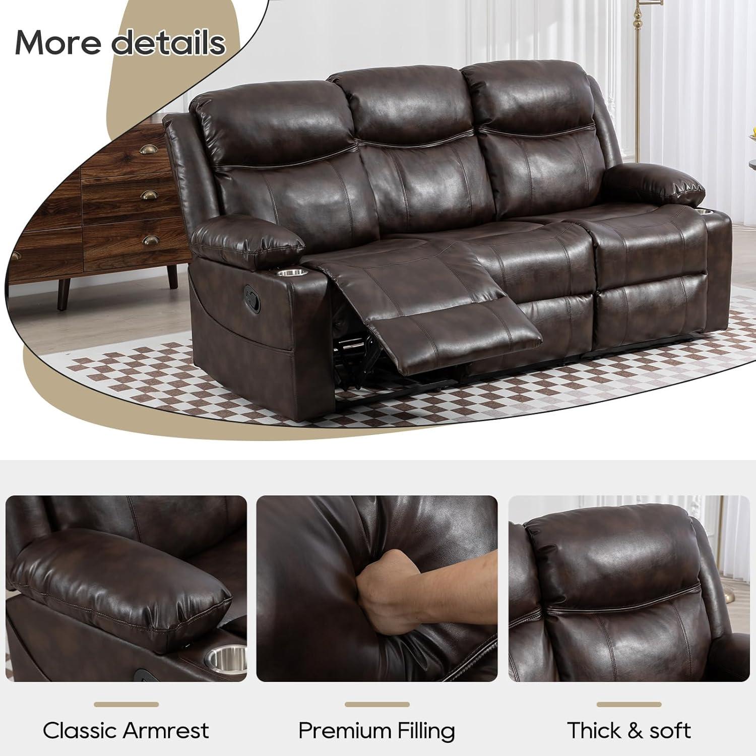 Manual Reclining Sofa with Heat & Massage: Our Comfort Take