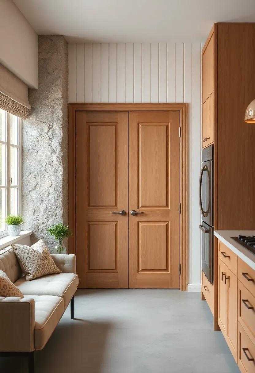Cottage Cozy: Soft-hued wood doors with beadboard⁤ paneling ⁤for‌ that quintessential cottage-core warmth and charm