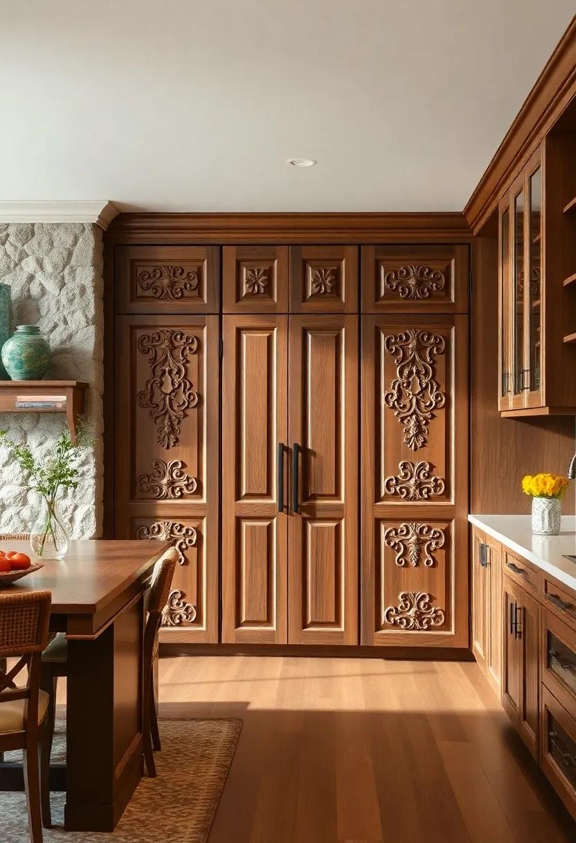 Custom Carvings: Ornately carved cabinet doors that add a touch of artisan craftsmanship and elevate a traditional‍ kitchen look