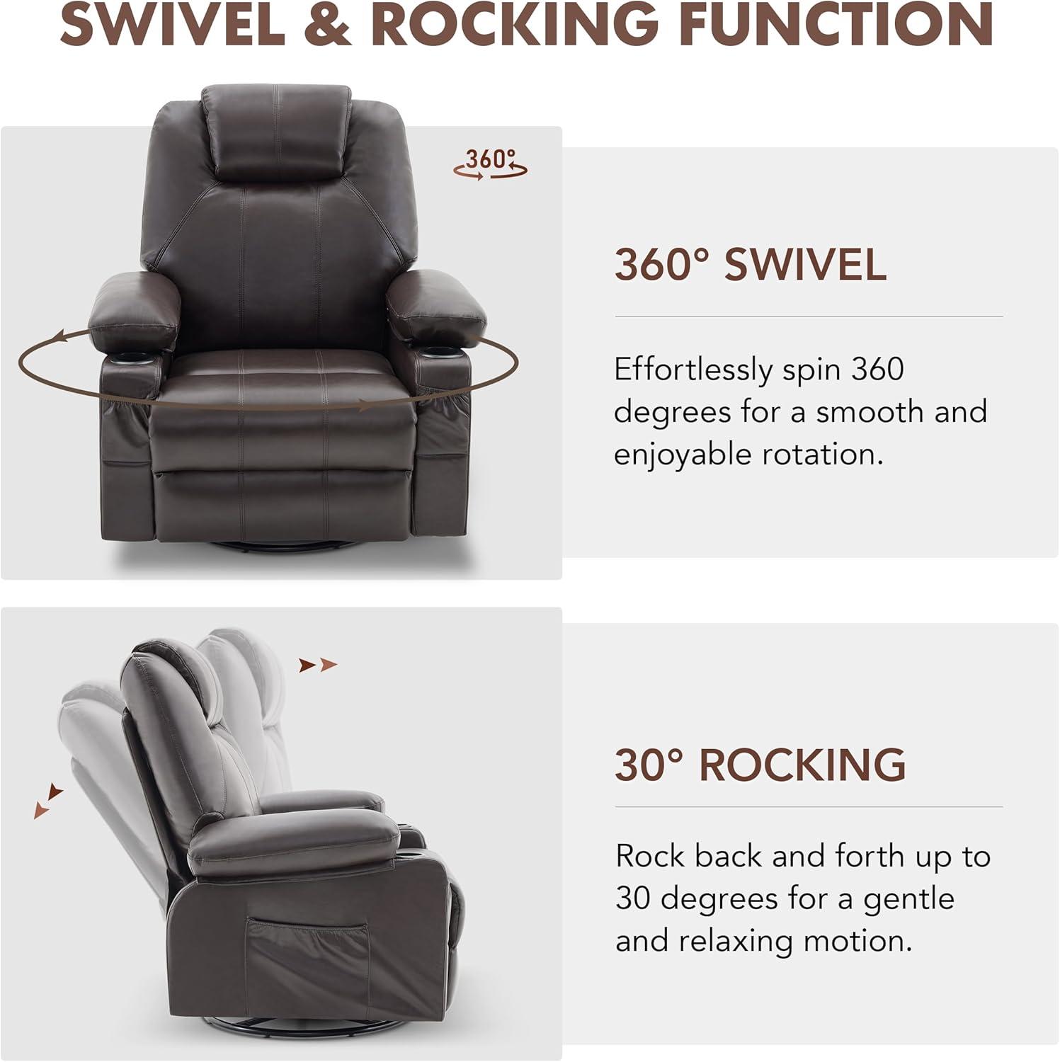 Discover ⁣Comfort: Oversized Swivel Recliner with Heat & massage