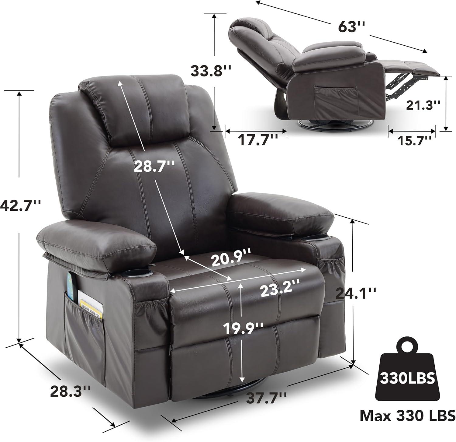 Discover⁣ Comfort: Oversized Swivel Recliner with Heat ⁤& Massage