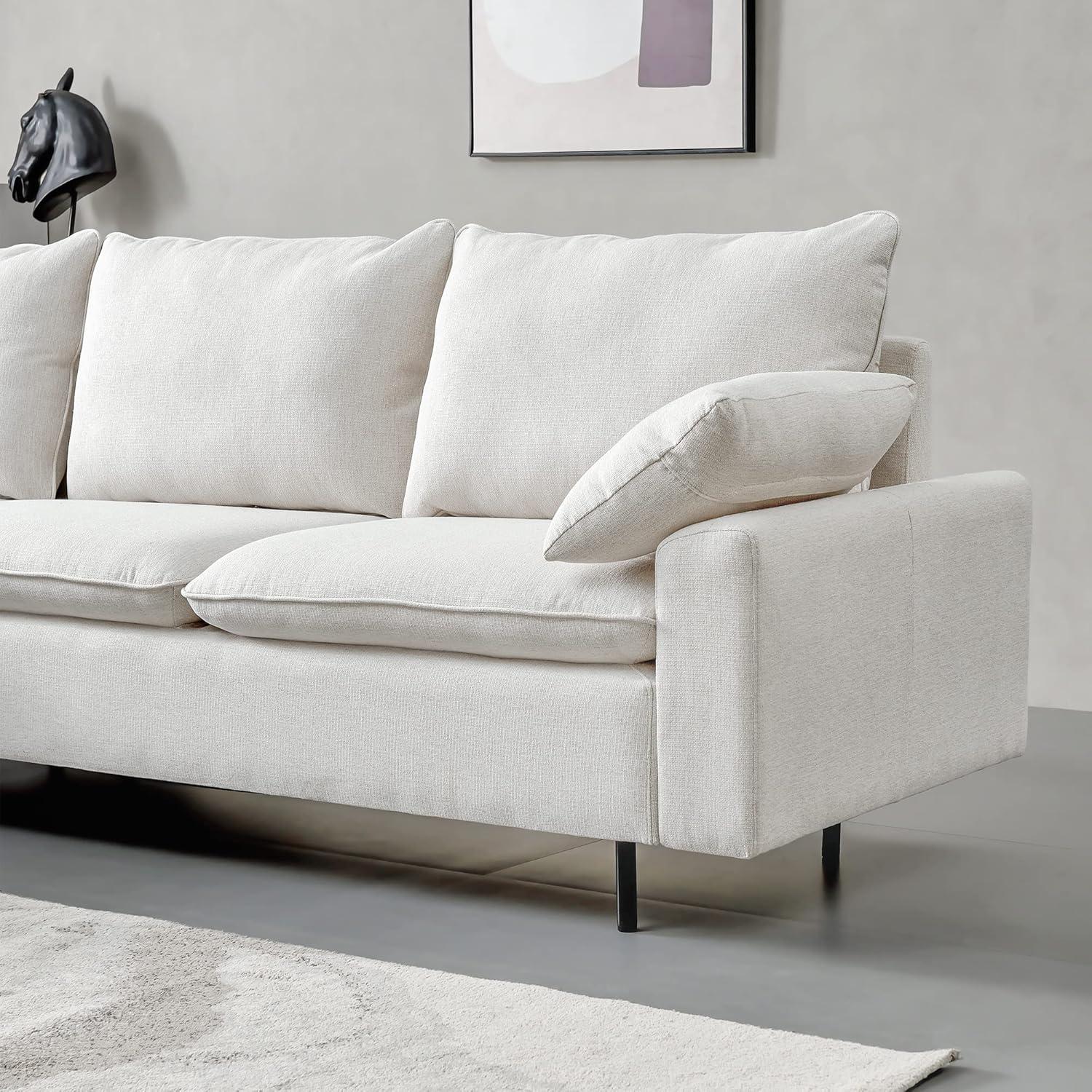 Discovering Comfort: Our Take ‌on the 100'' Beige‍ Linen L-Shaped sofa