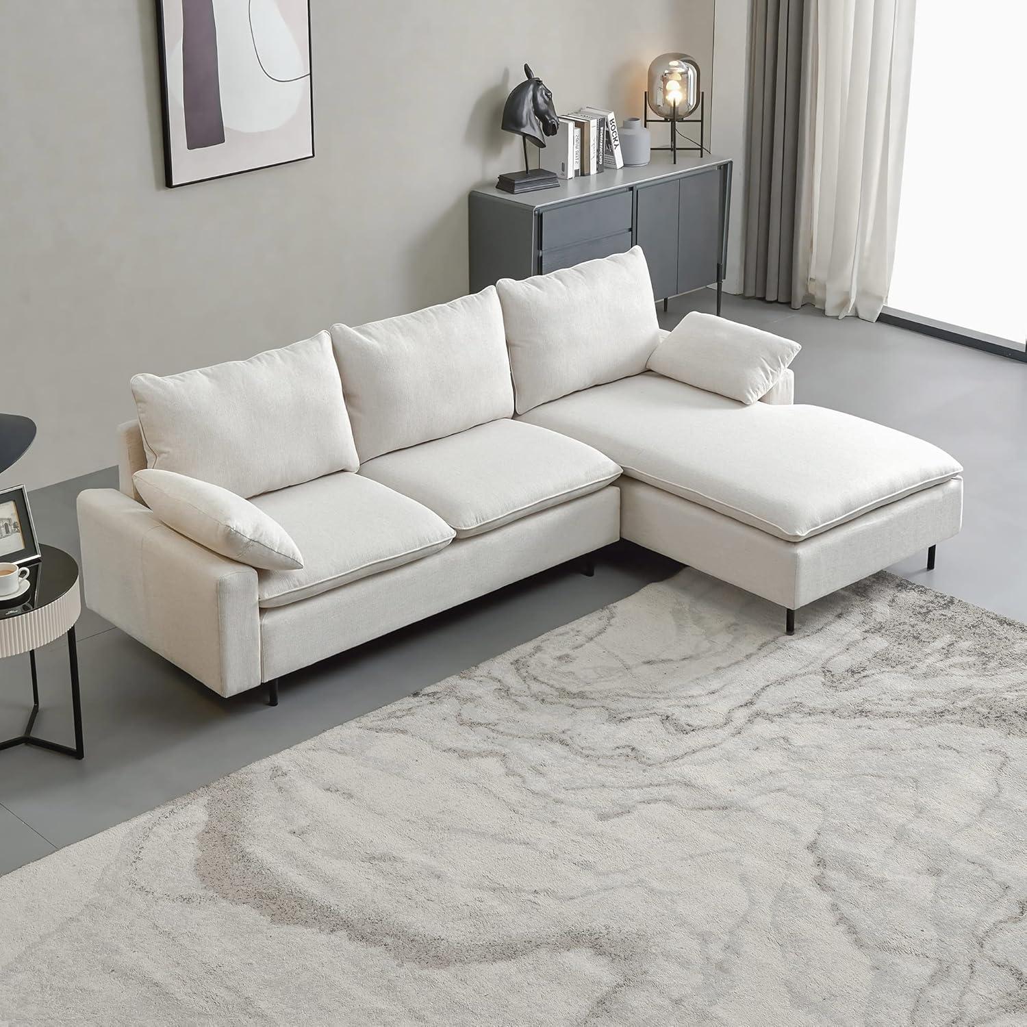 Discovering Comfort: Our Take on the 100'' ‍Beige Linen L-Shaped‌ Sofa
