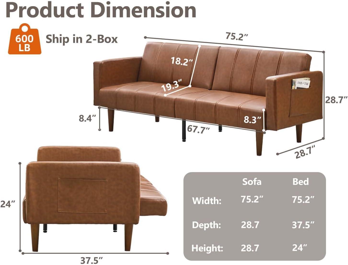 GAOMON Modern Futon Couch 75