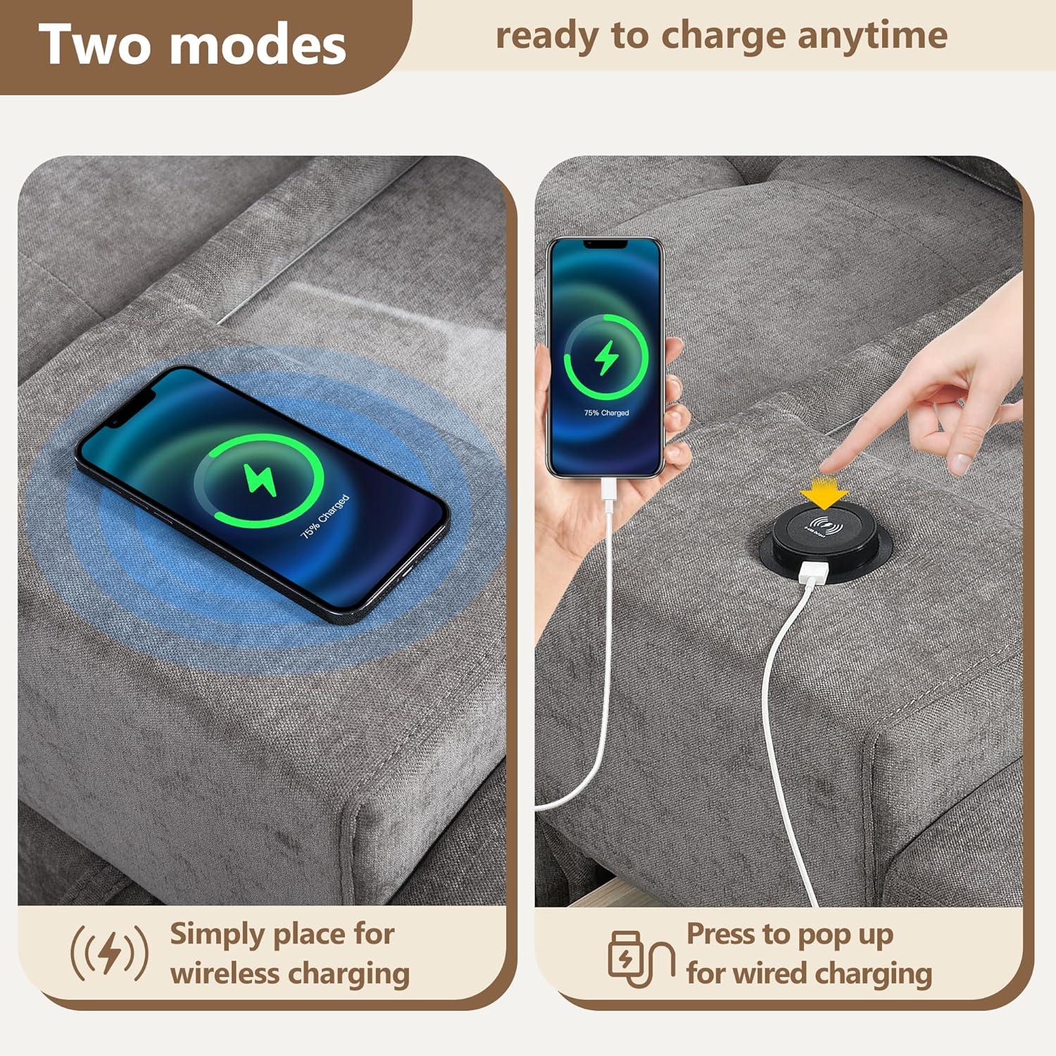 Living Room ‌Upgrade: sectional Sofa with Storage & Charging