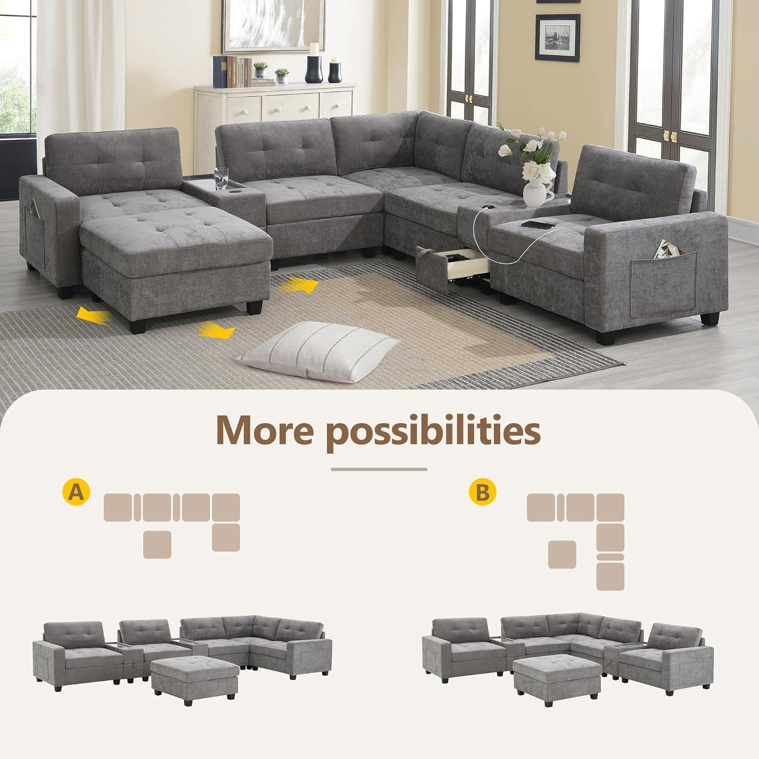 Living Room Upgrade: Sectional Sofa with storage⁣ & Charging