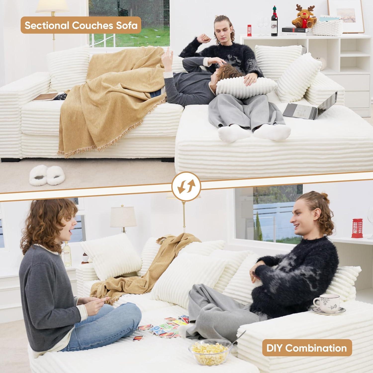 Luxanimarion 111'' Modern Sectional Cloud Sofa in your space