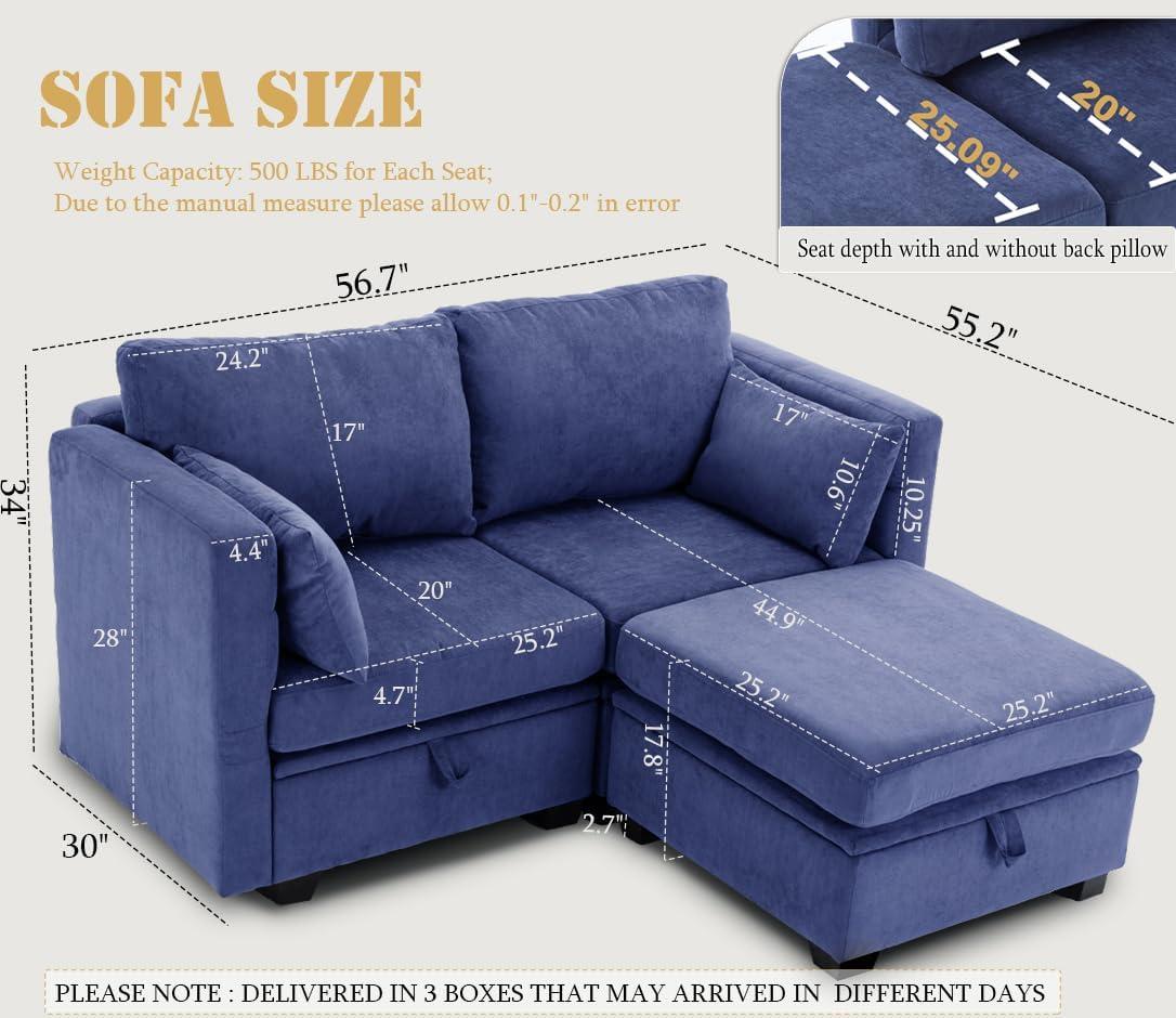 Modular loveseat with Storage & Recliners Perfect for Small Spaces