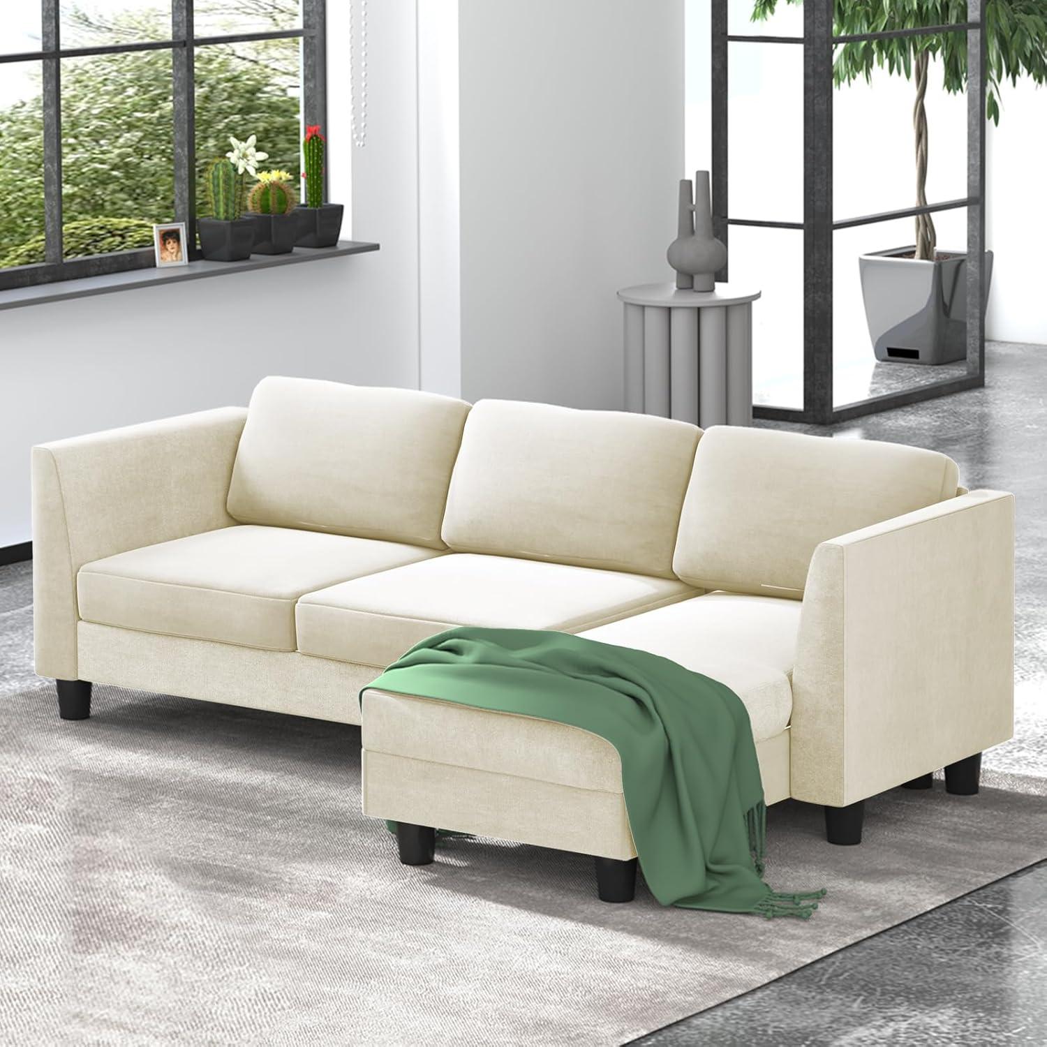 MUZZ 87'' Velvet L-Shaped ​Sofa: Style Meets Lasting Comfort