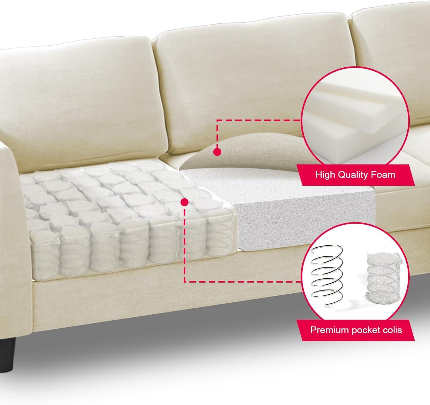 MUZZ 87'' Velvet L-Shaped Sofa: Style Meets⁤ Lasting comfort