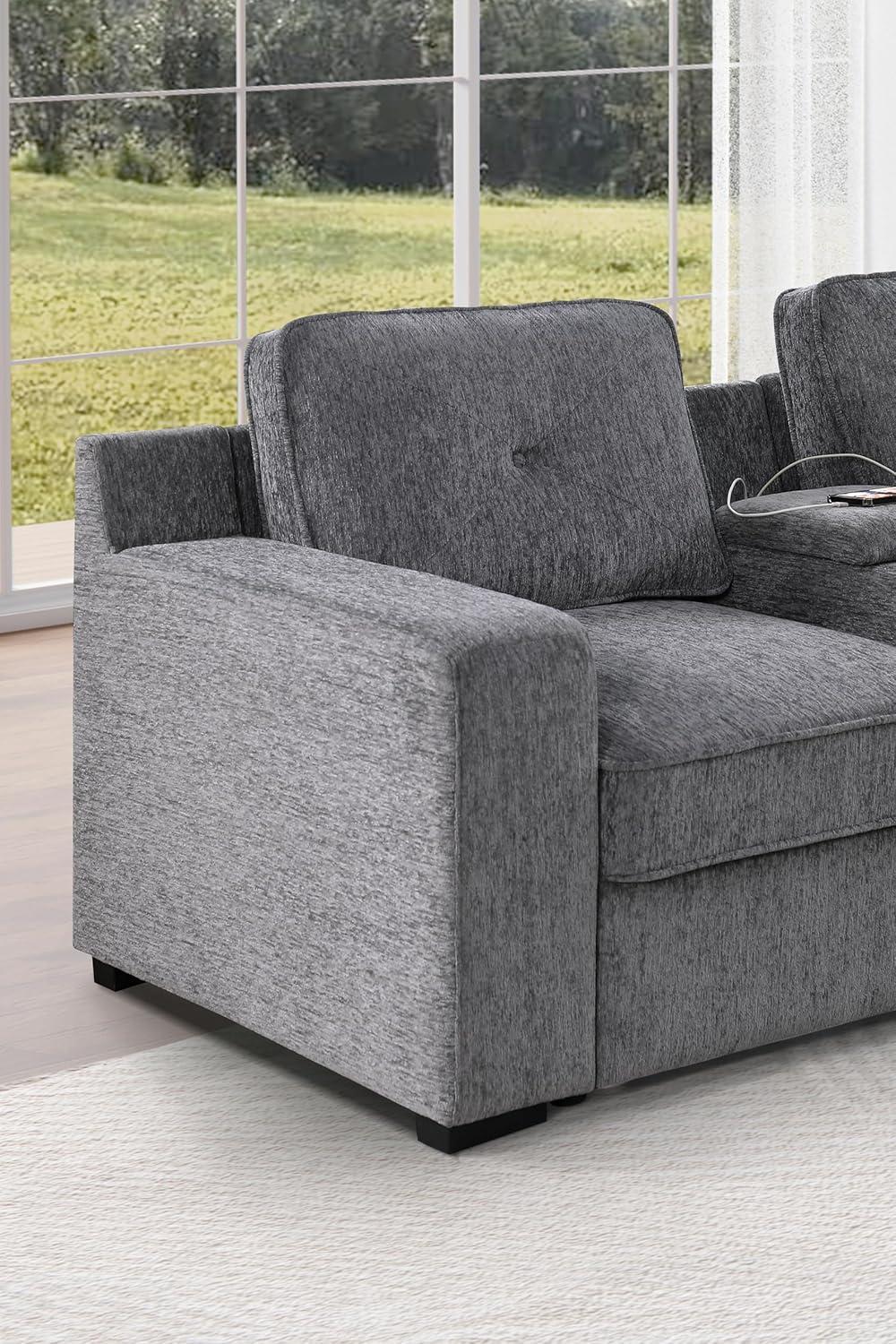 Spacious U-Shape Sectional Sofa with Pull-Out Bed & Storage