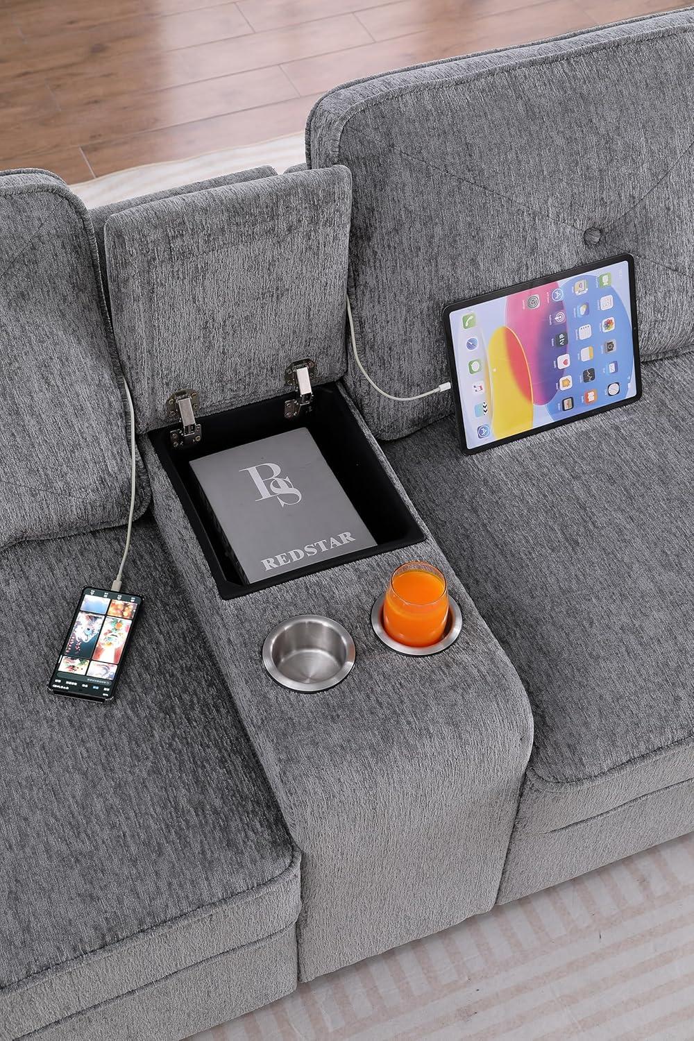 Spacious U-Shape Sectional Sofa with Pull-Out Bed & Storage