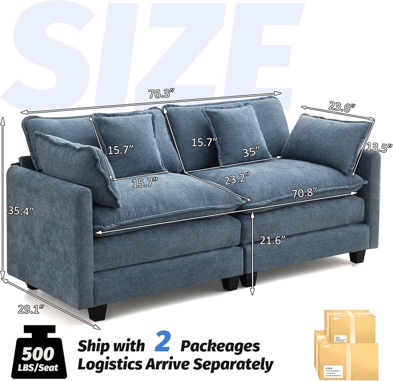 WUTUTUEE 76'' Cloud Deep Seat Loveseat for your small space